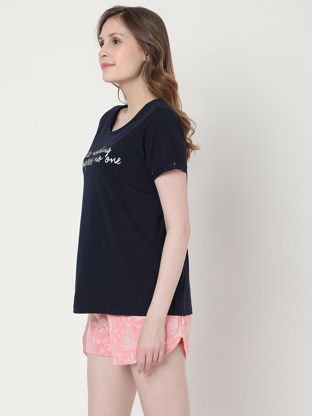 Black & Pink T-Shirt & Shorts Set