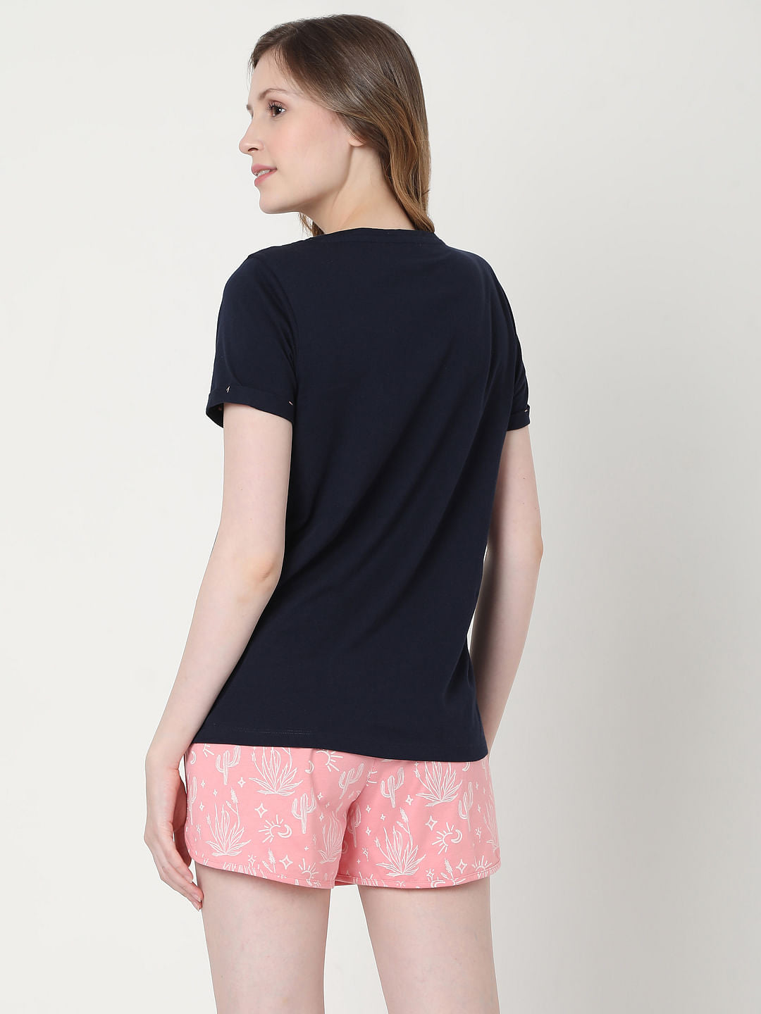 Black & Pink T-Shirt & Shorts Set