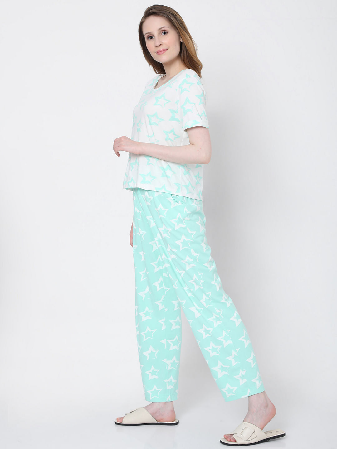 Green Star Print Pyjama Set