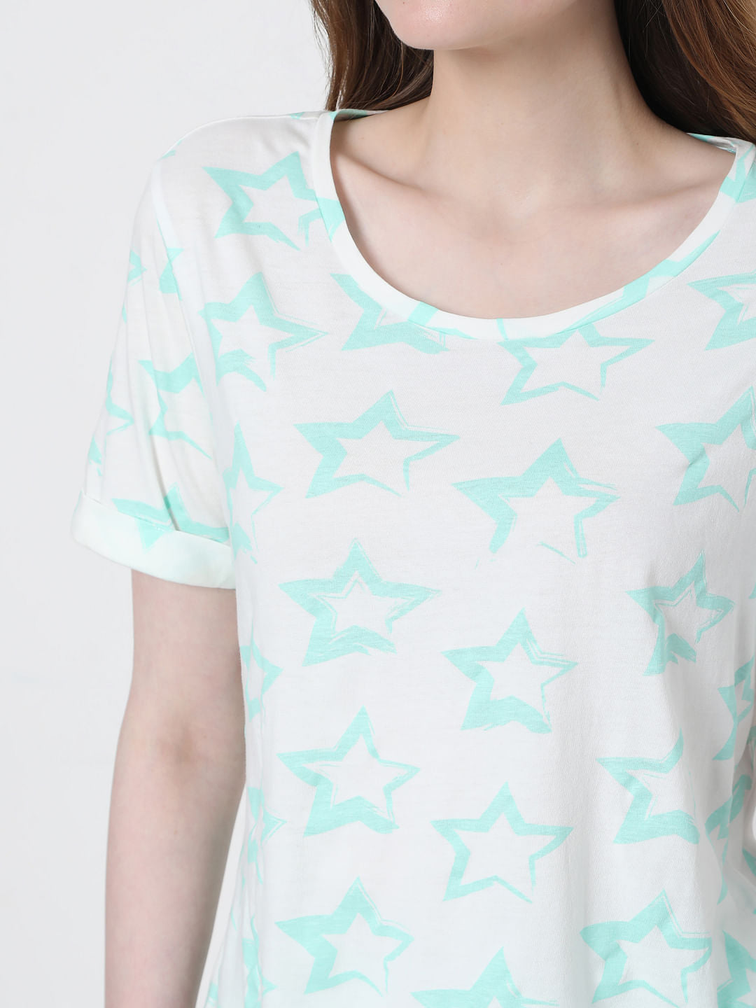 Green Star Print Pyjama Set