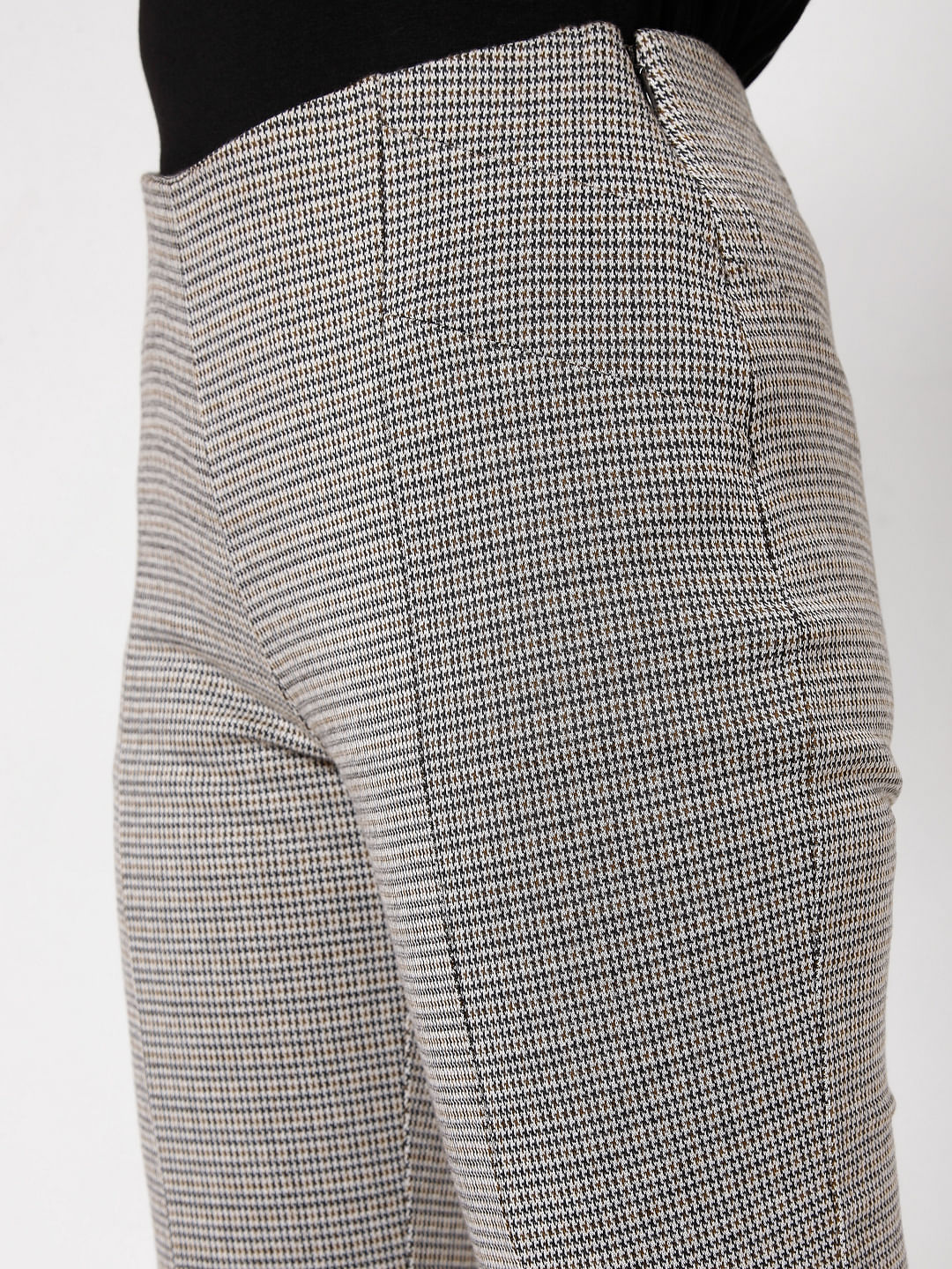 Black Textured Woven Leggings