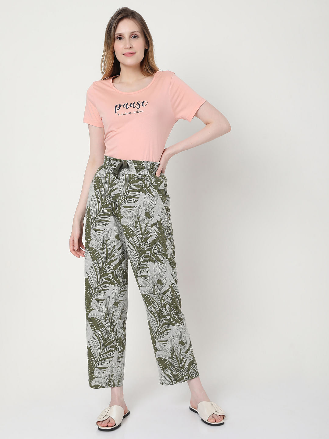 Pink & Green Tropical Print Pyjama Set