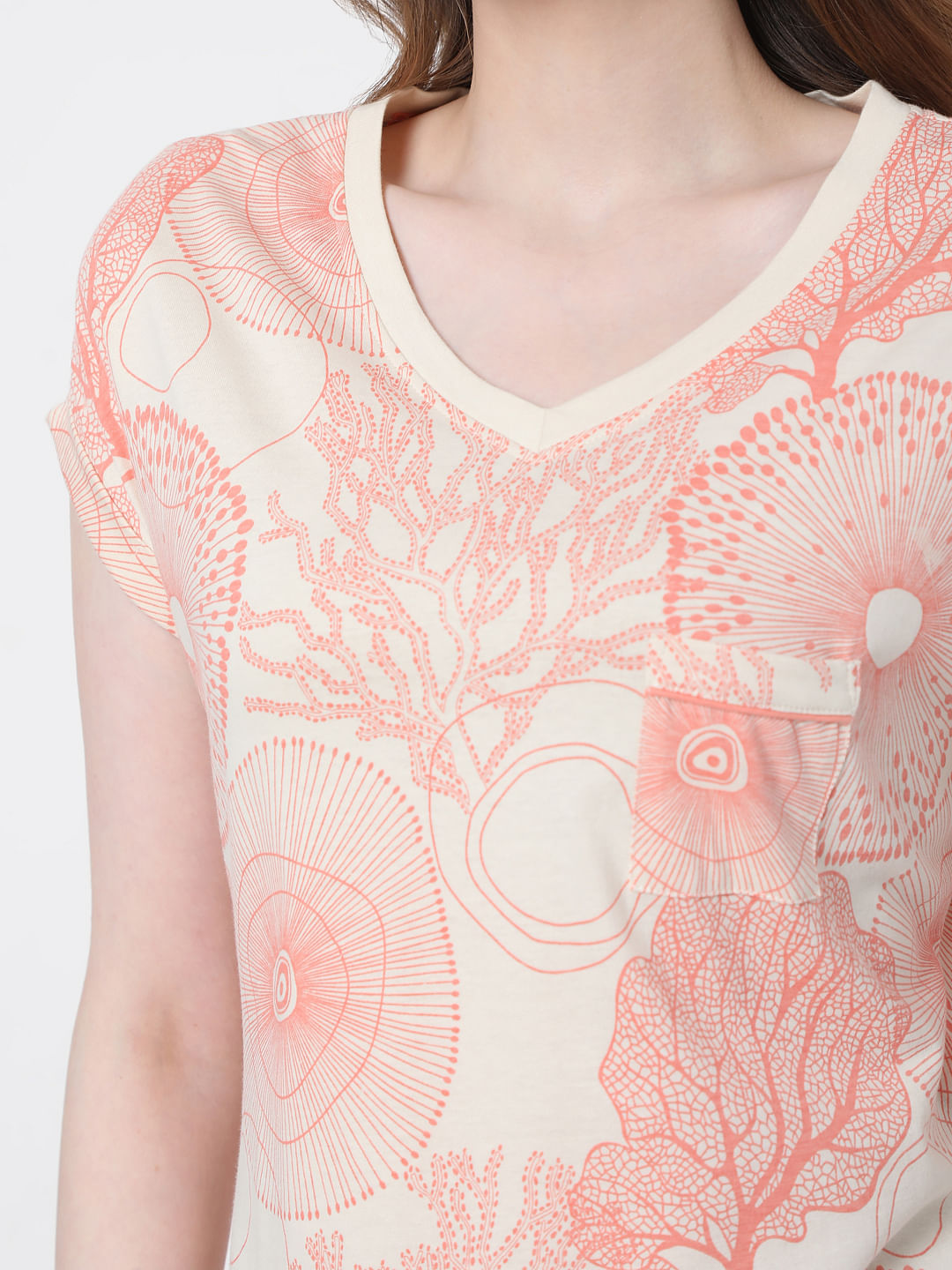 Coral Printed Nighwear Dress