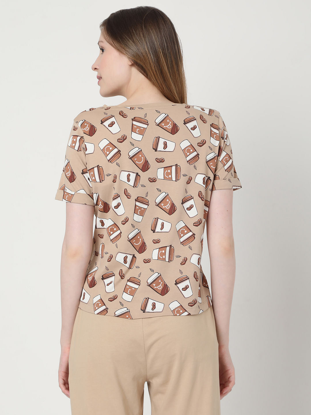 Brown Coffee Cup T-Shirt & Joggers Set