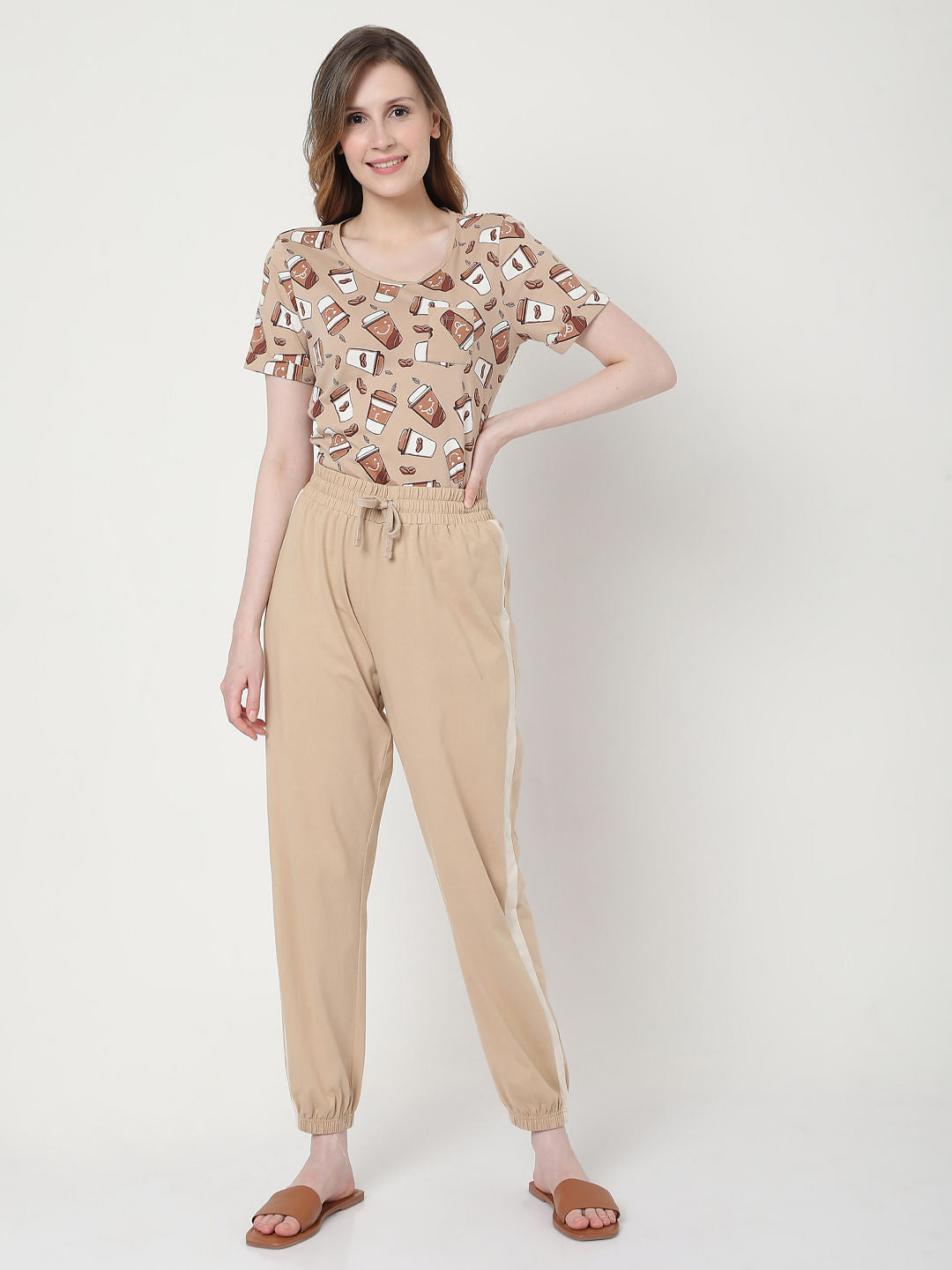 Brown Coffee Cup T-Shirt & Joggers Set