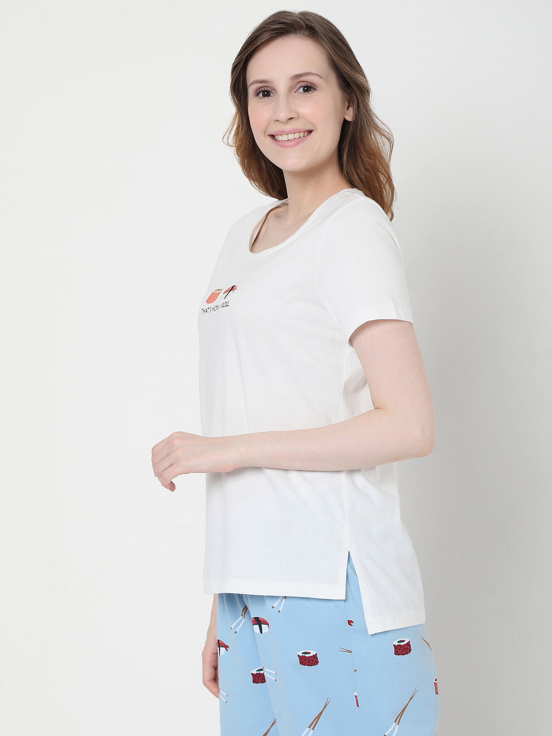 White & Blue Sushi Print Pyjama Set
