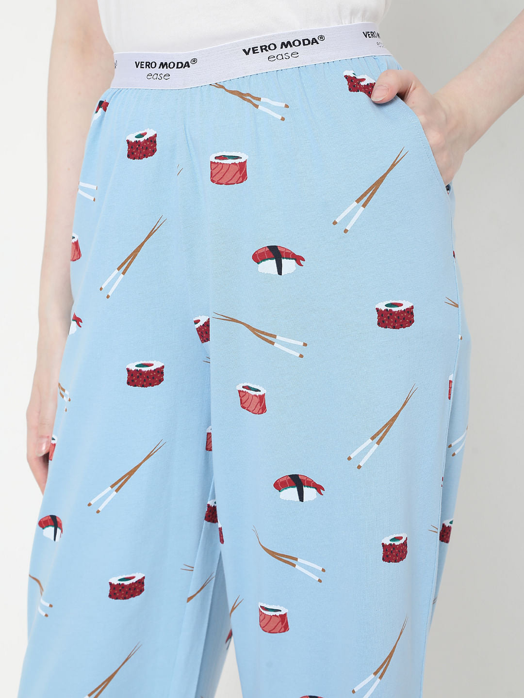 White & Blue Sushi Print Pyjama Set
