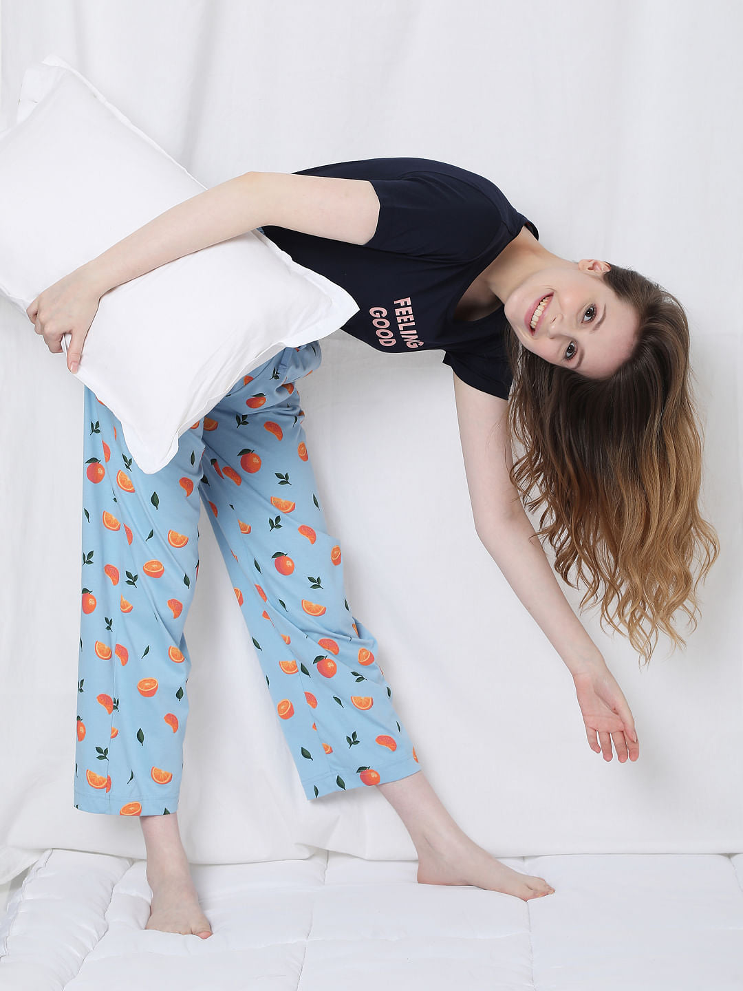 Blue Tangerine Print Pyjama Set