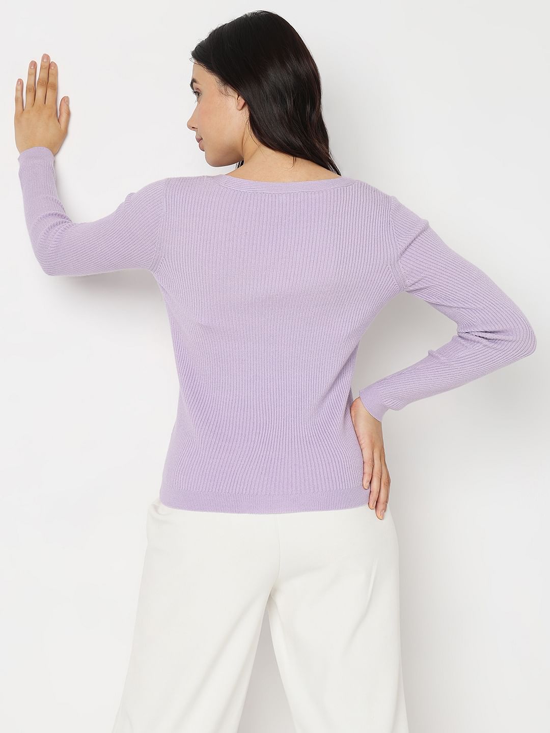 Lilac Ribbed Knit Top
