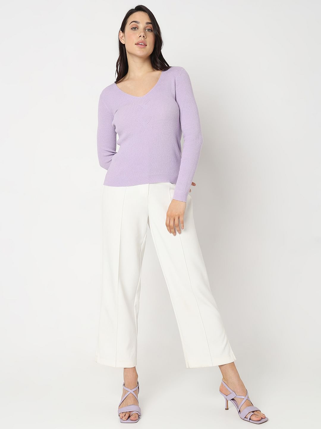 Lilac Ribbed Knit Top