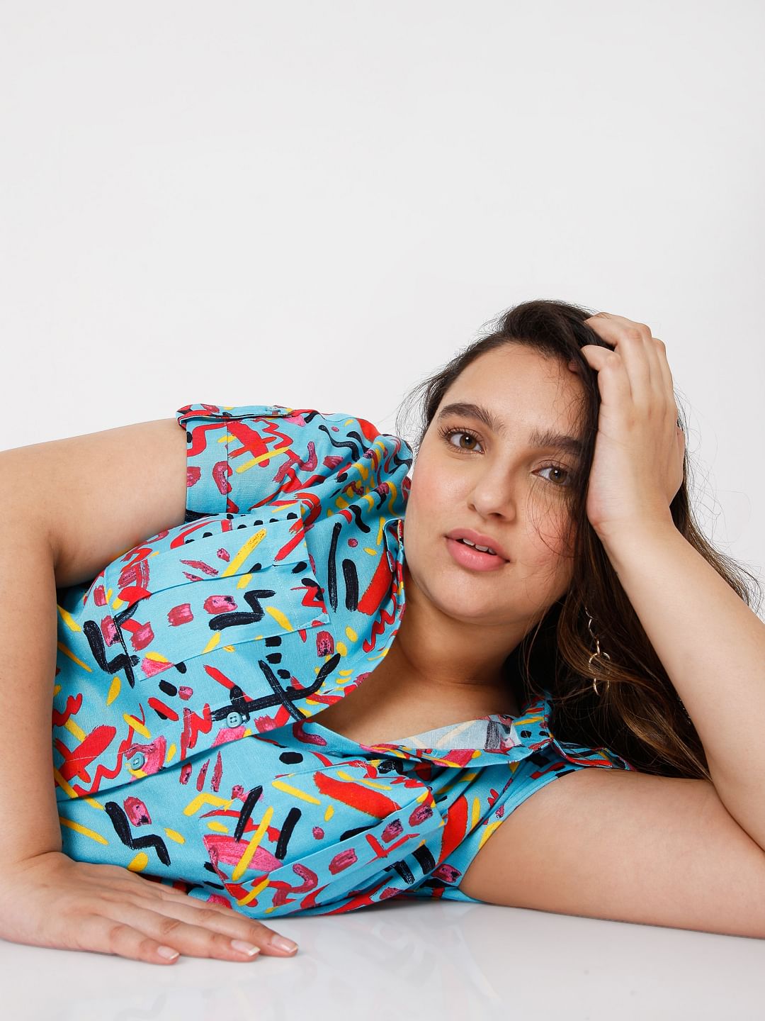 Curve Blue Abstract Printed Shirt