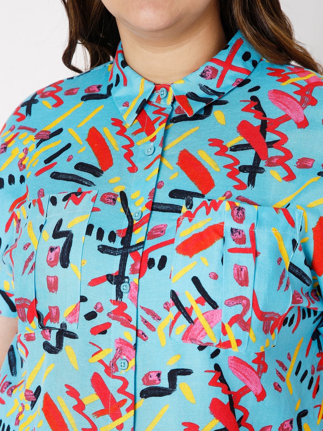 Curve Blue Abstract Printed Shirt