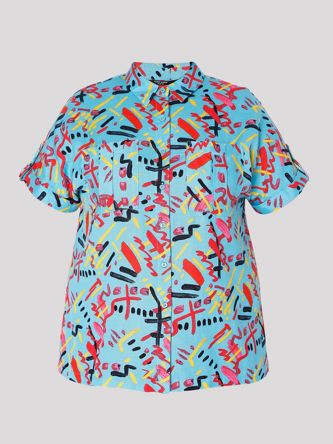 Curve Blue Abstract Printed Shirt