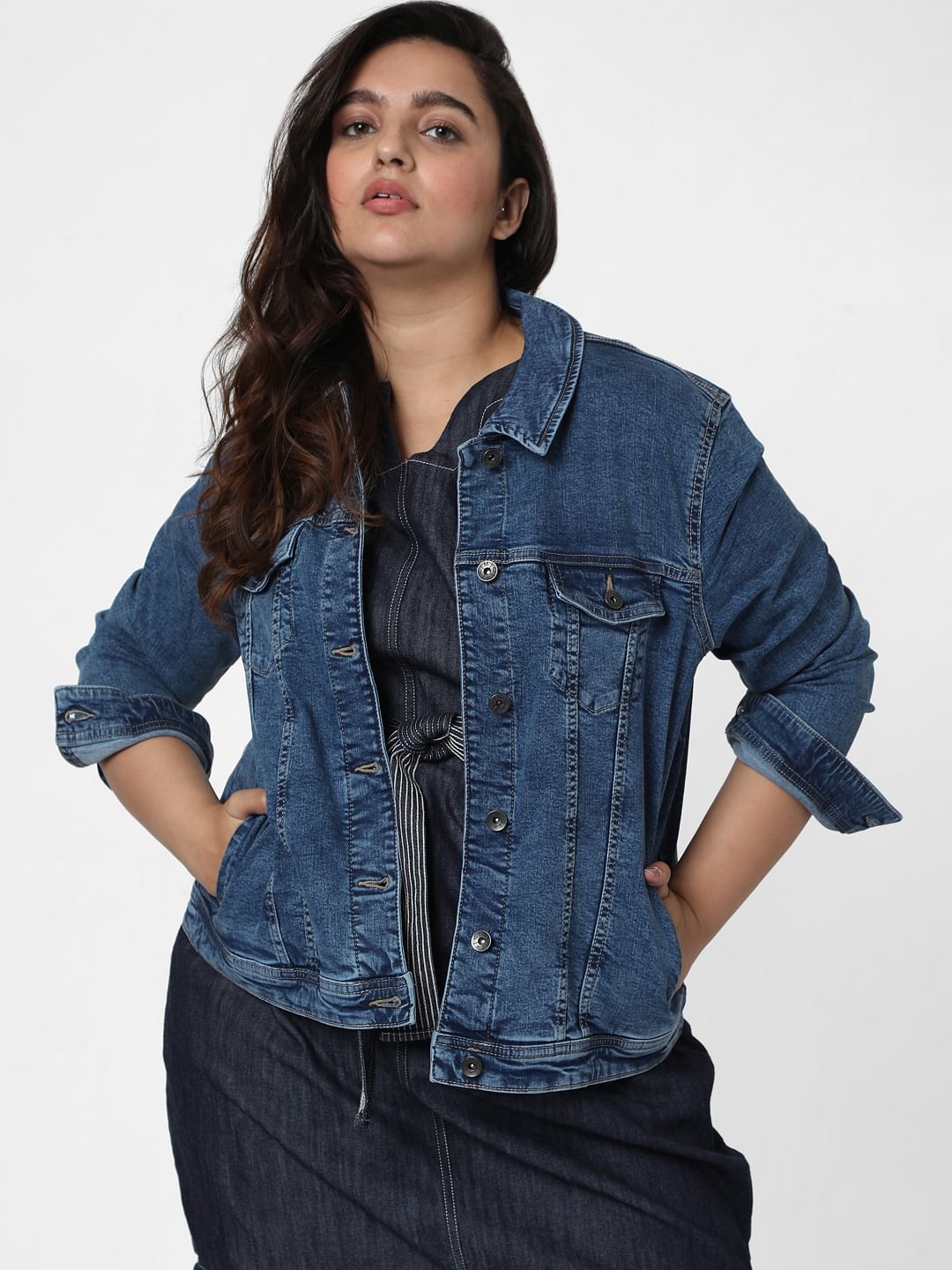 Curve Blue Washed Denim Jacket
