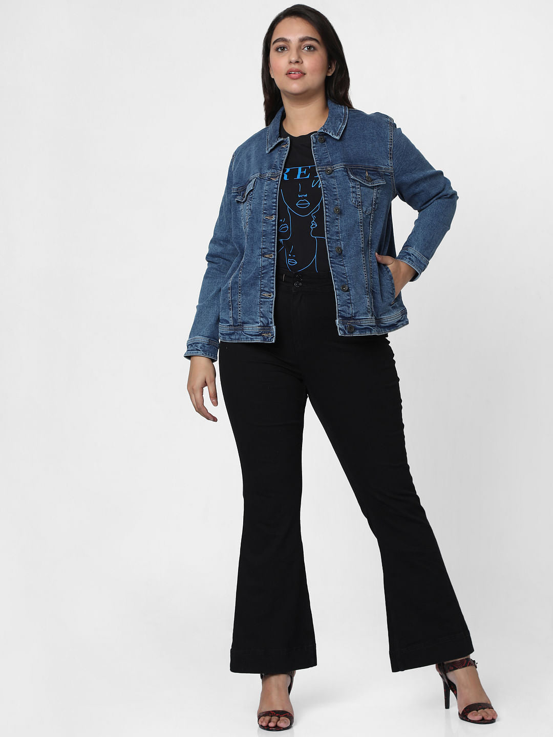 Curve Blue Washed Denim Jacket