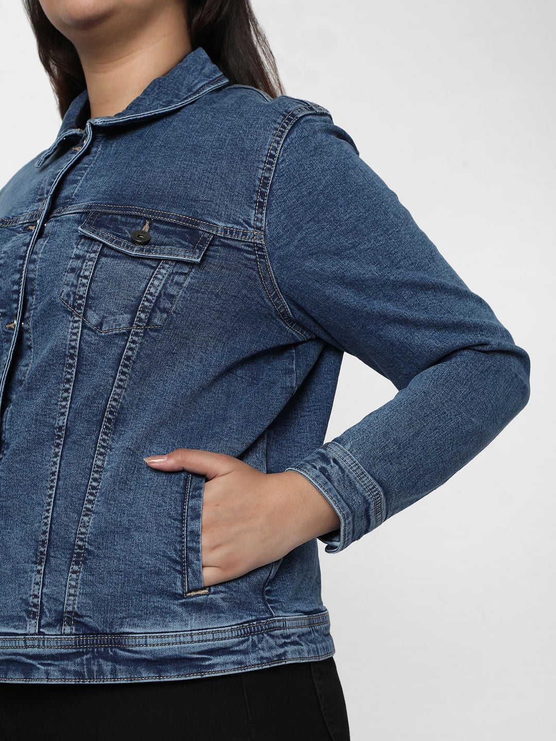 Curve Blue Washed Denim Jacket