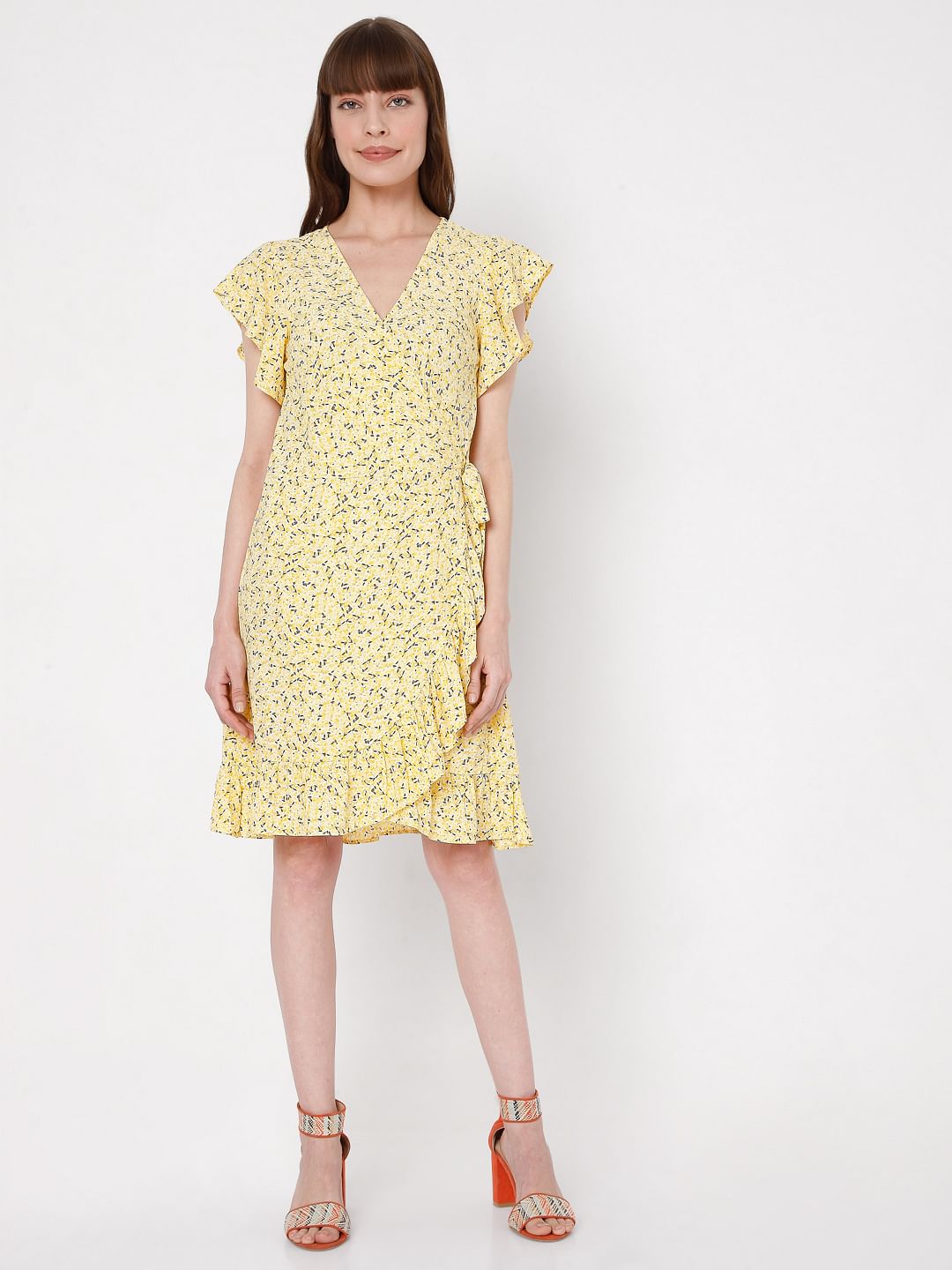 Yellow Floral Mini Dress