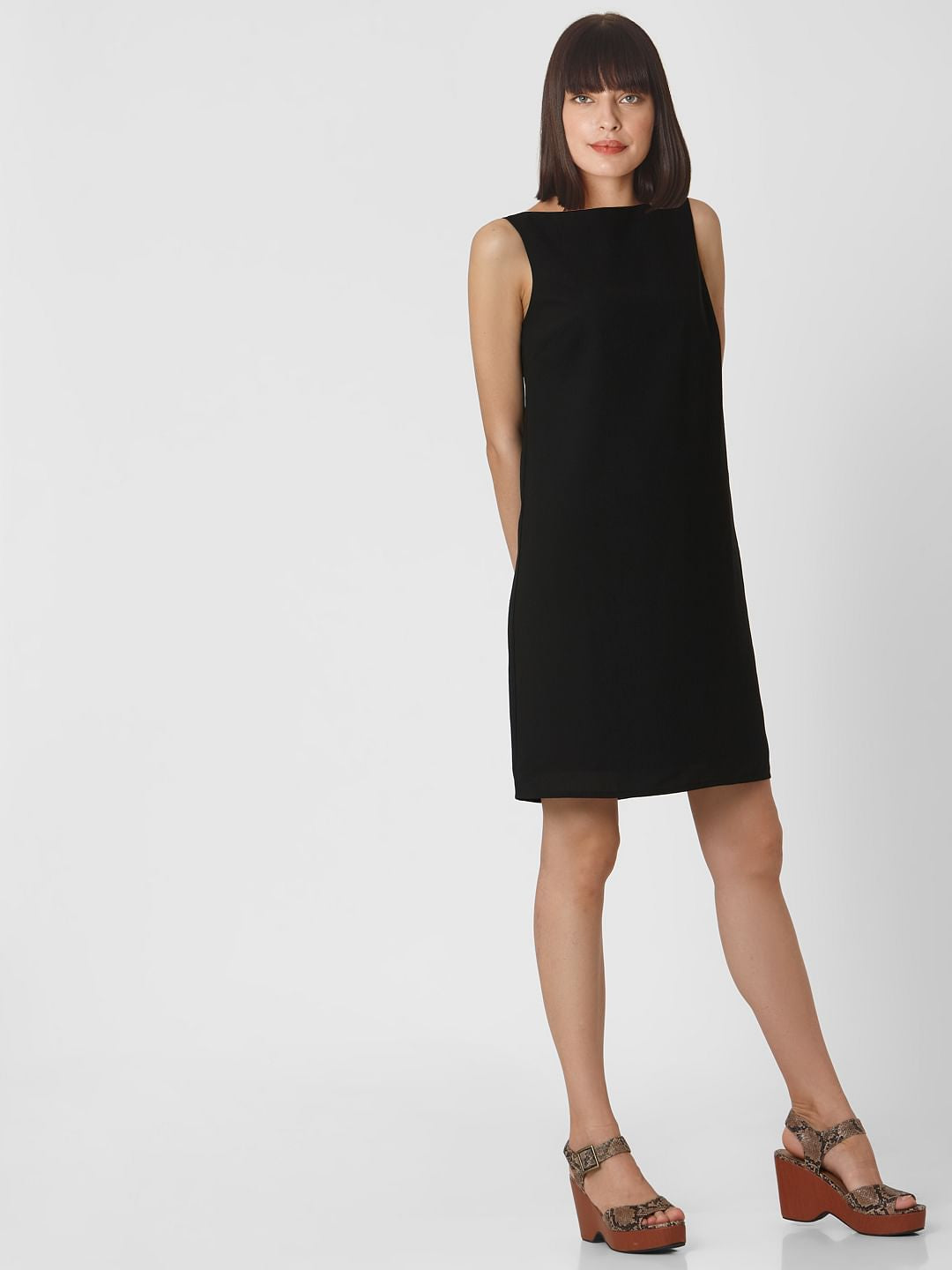 Black Back Buckle Shift Dress