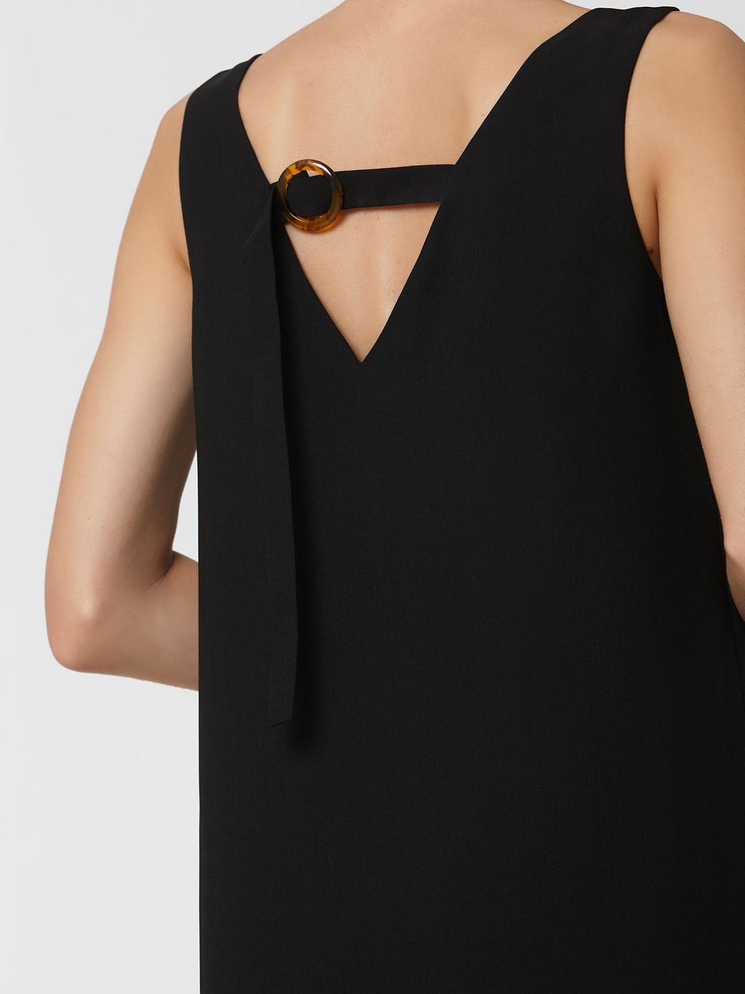Black Back Buckle Shift Dress