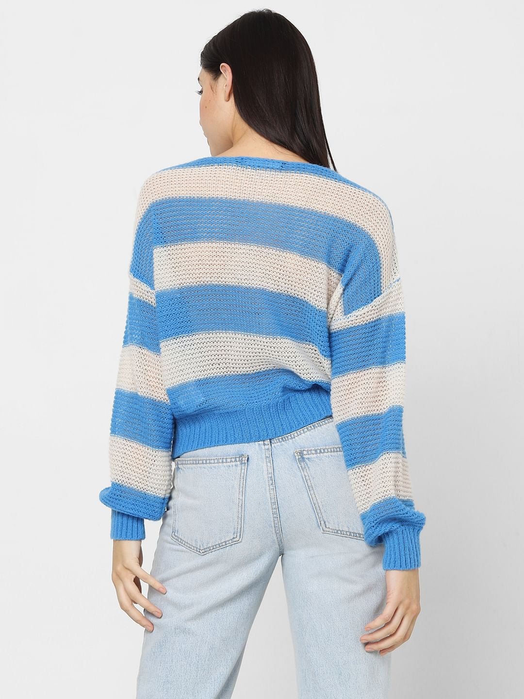 Blue Striped Boatneck Pullover