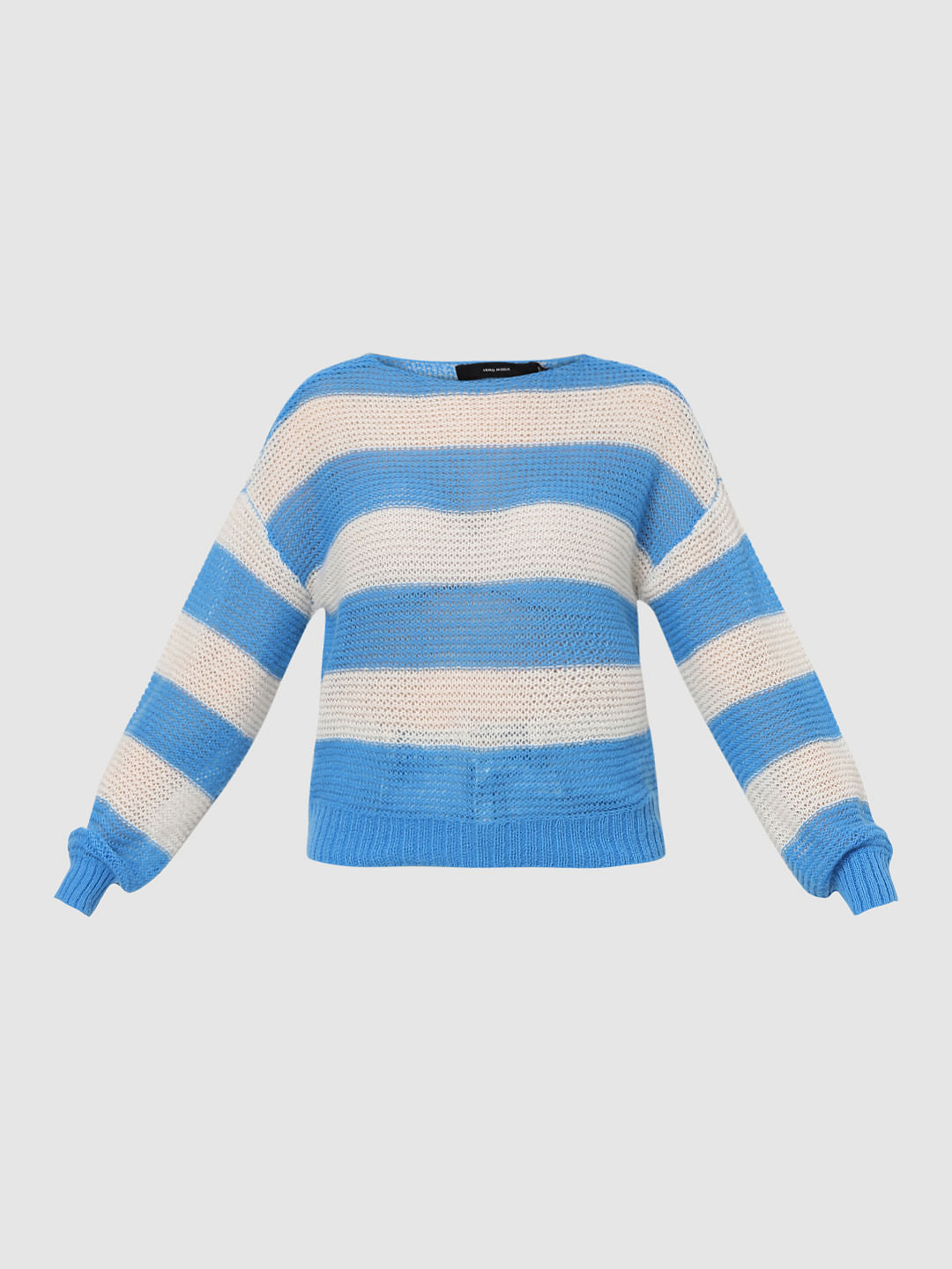 Blue Striped Boatneck Pullover