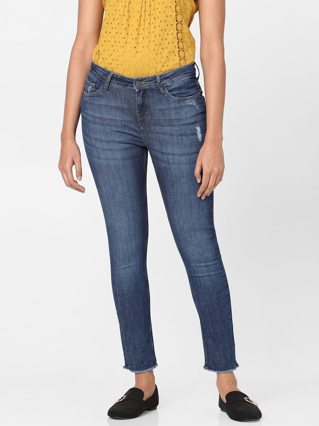 Blue Mid Rise Skinny Jeans
