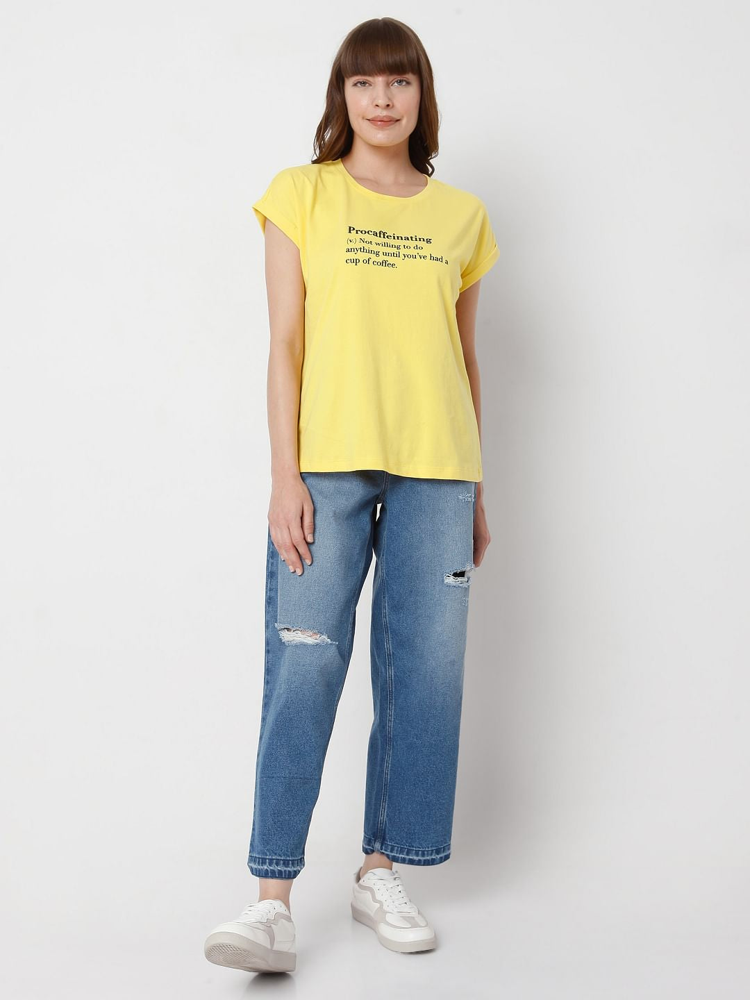 Yellow Slogan Print T-Shirt