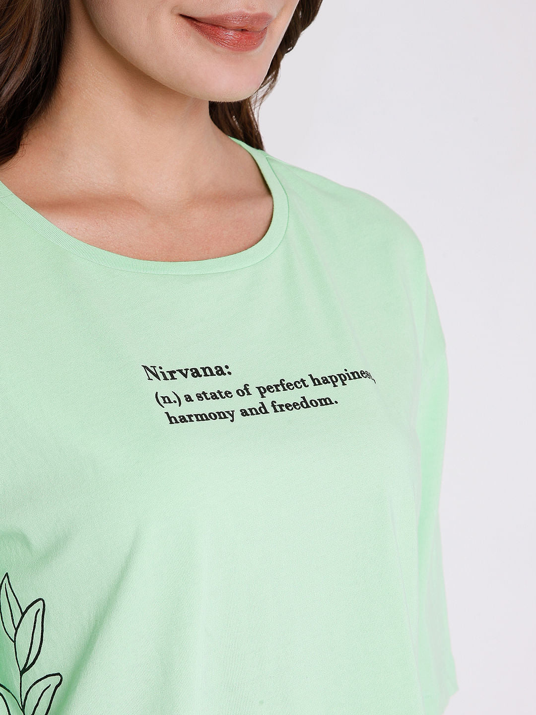 Green Text Print T-Shirt