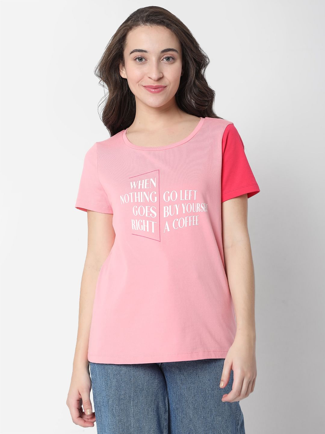 Pink Colourblocked T-Shirt