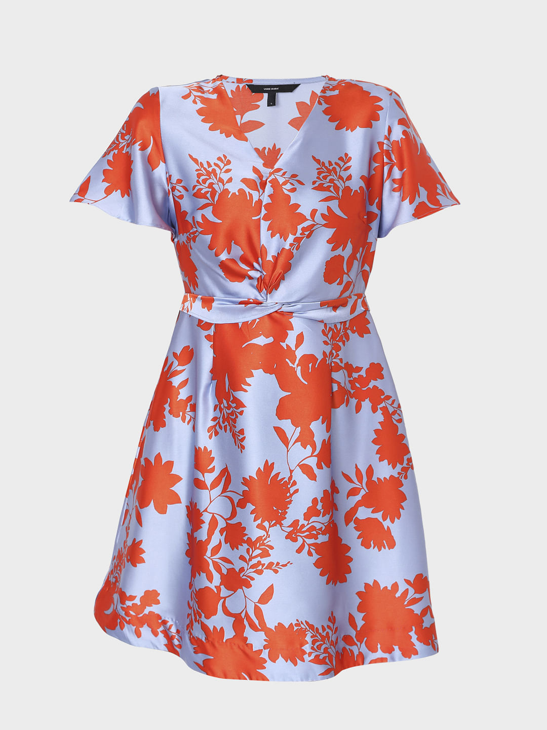 Blue Orange Floral Fit & Flare Dress
