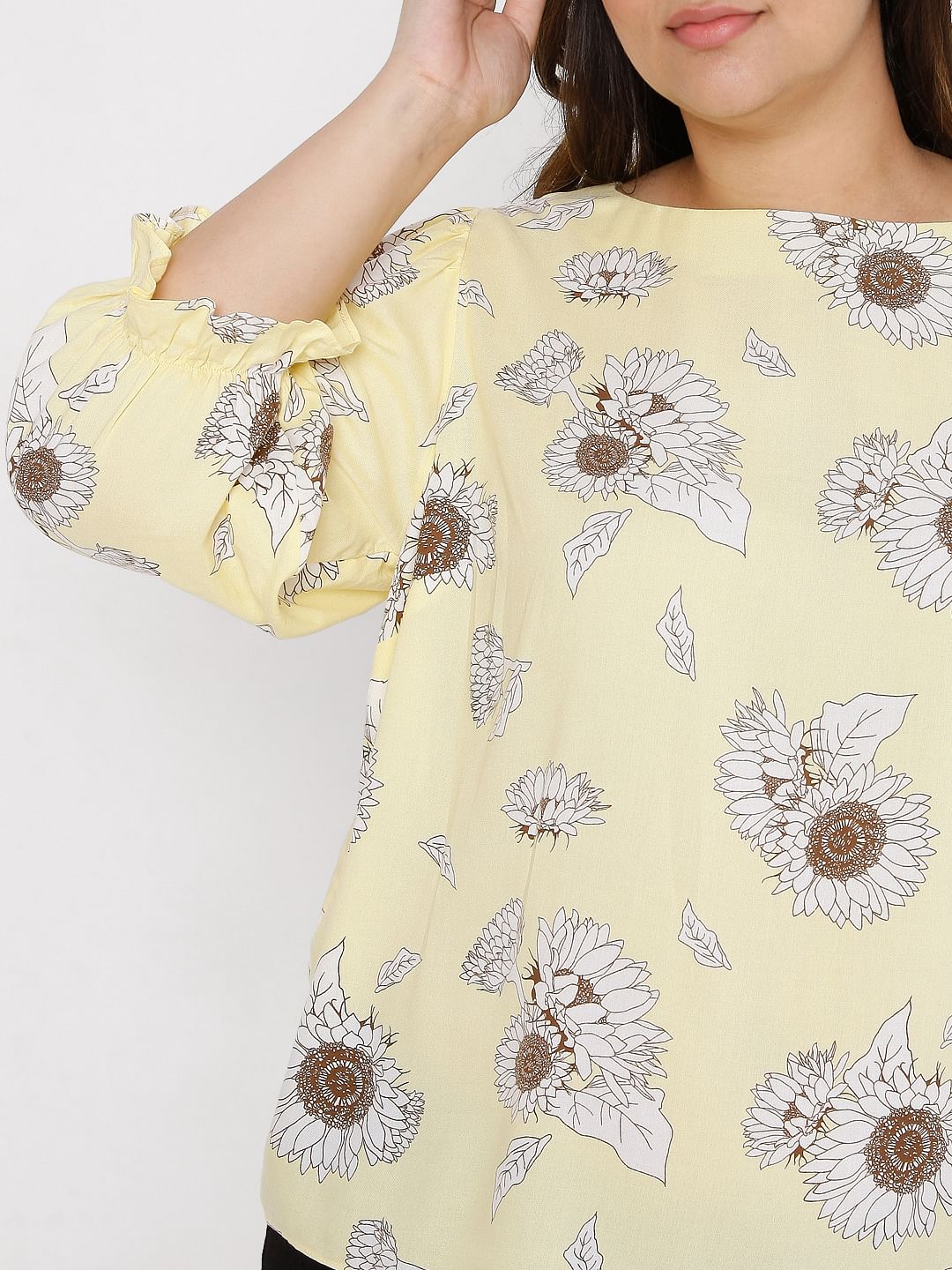 Curve Yellow Floral Top