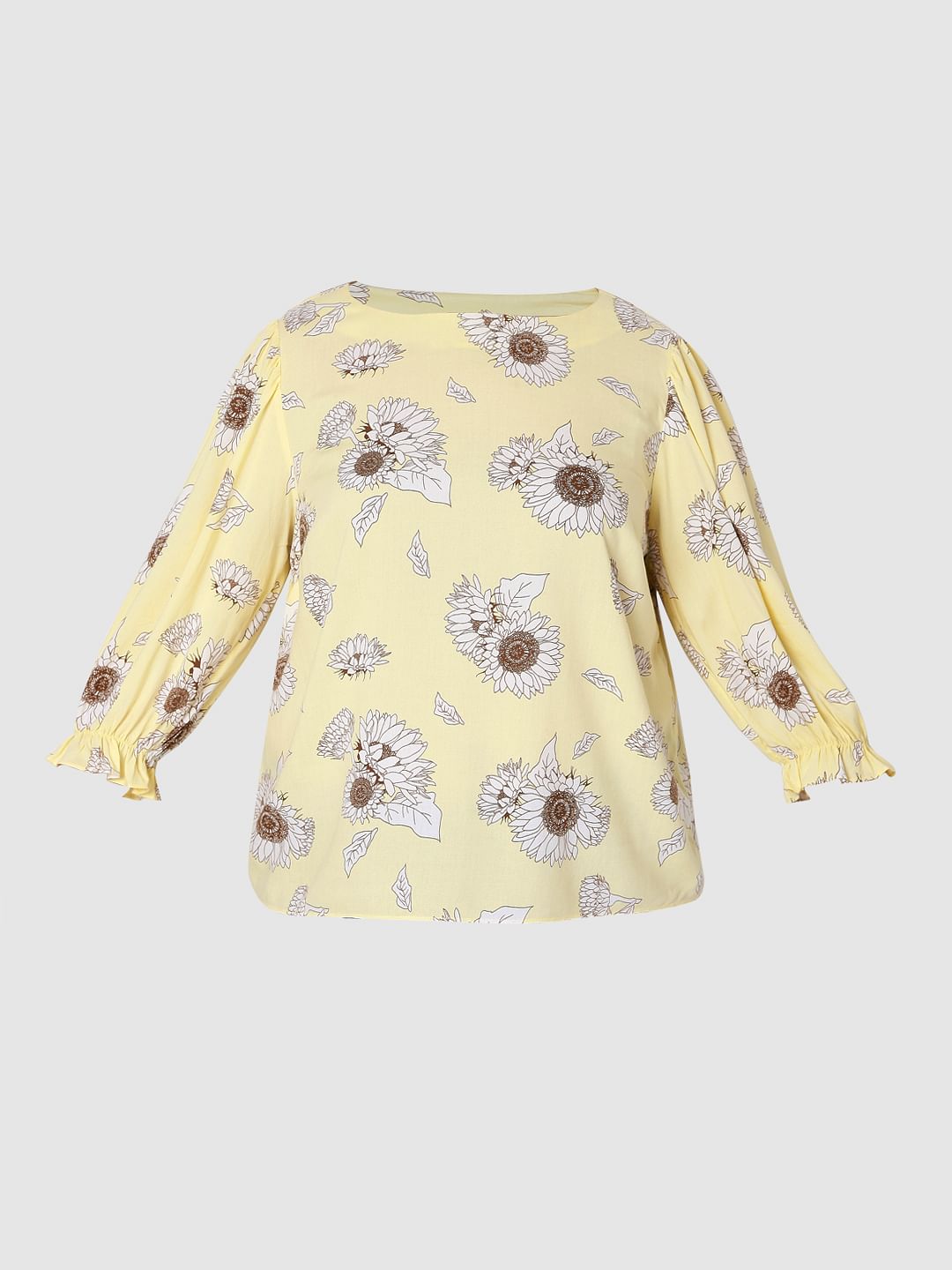 Curve Yellow Floral Top