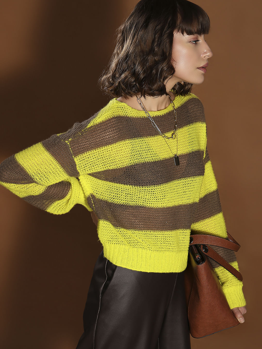 Green Striped Boatneck Pullover