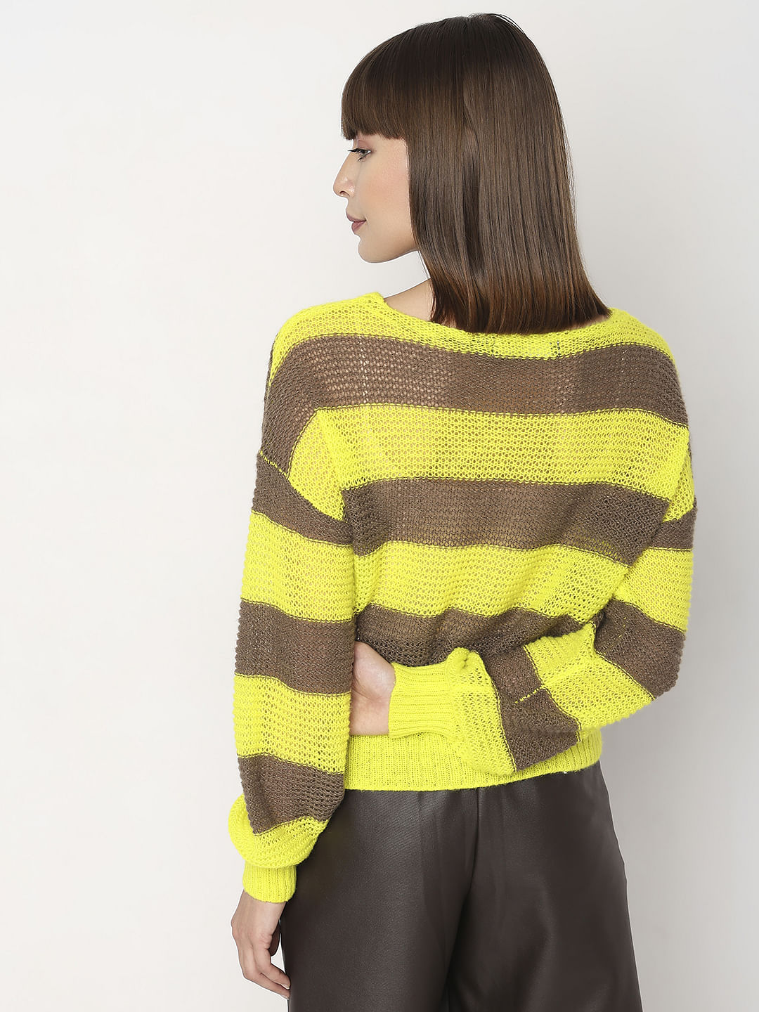 Green Striped Boatneck Pullover