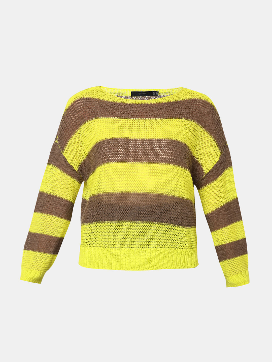 Green Striped Boatneck Pullover
