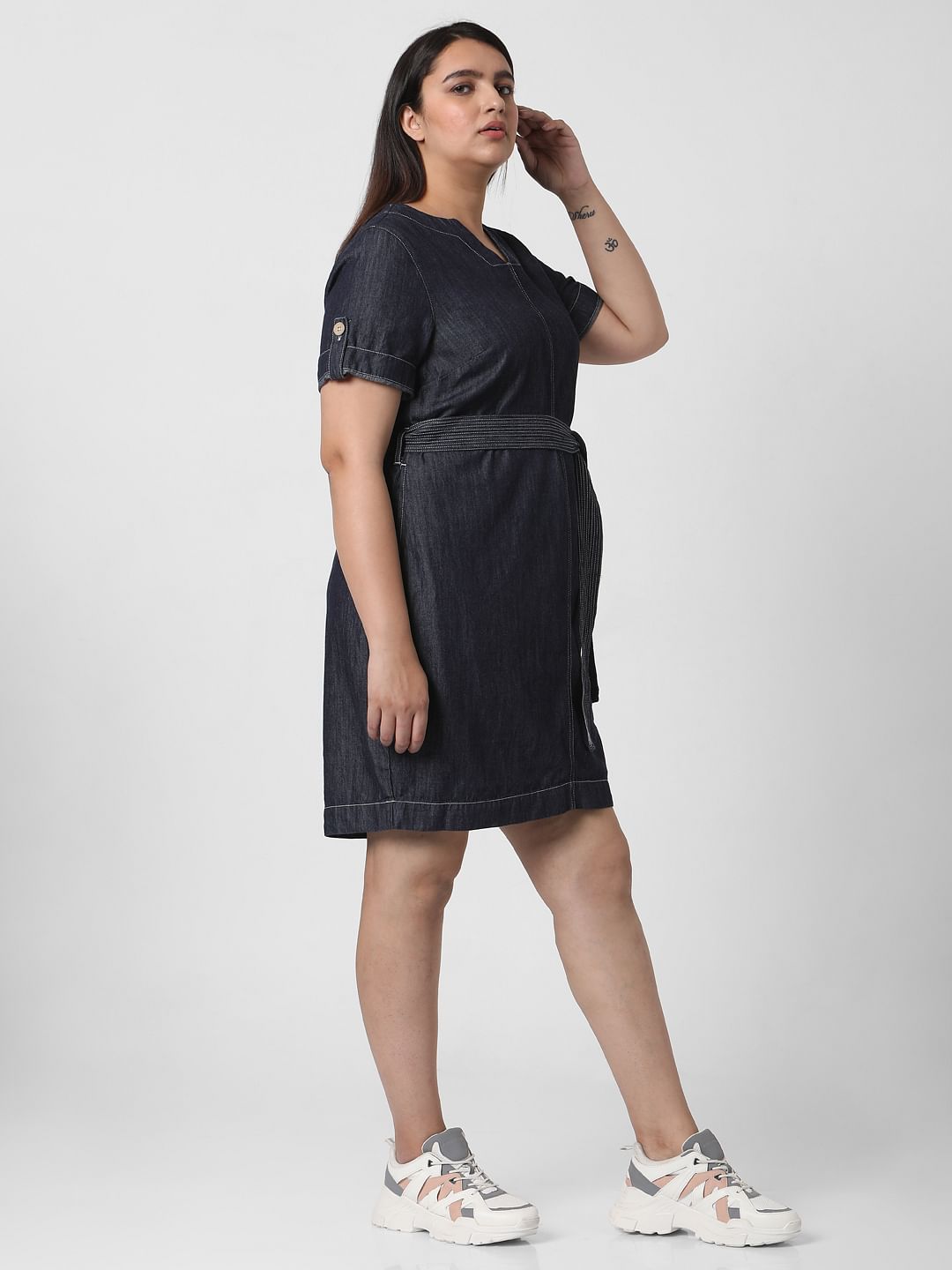 Curve Blue Denim Shift Dress