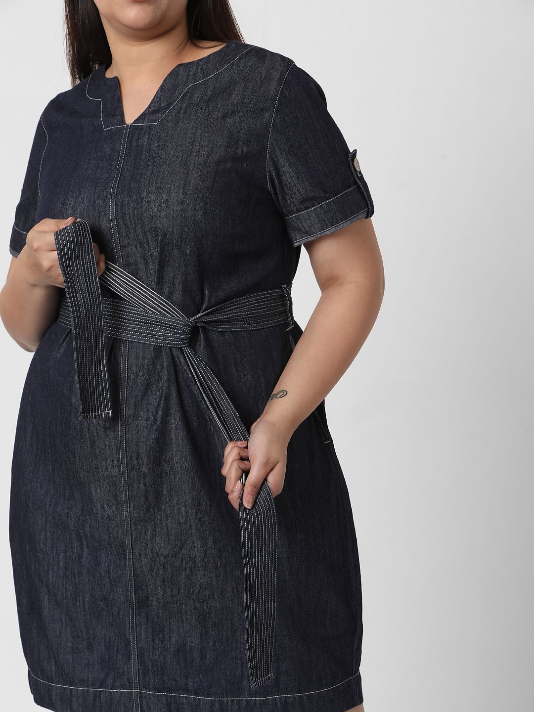 Curve Blue Denim Shift Dress