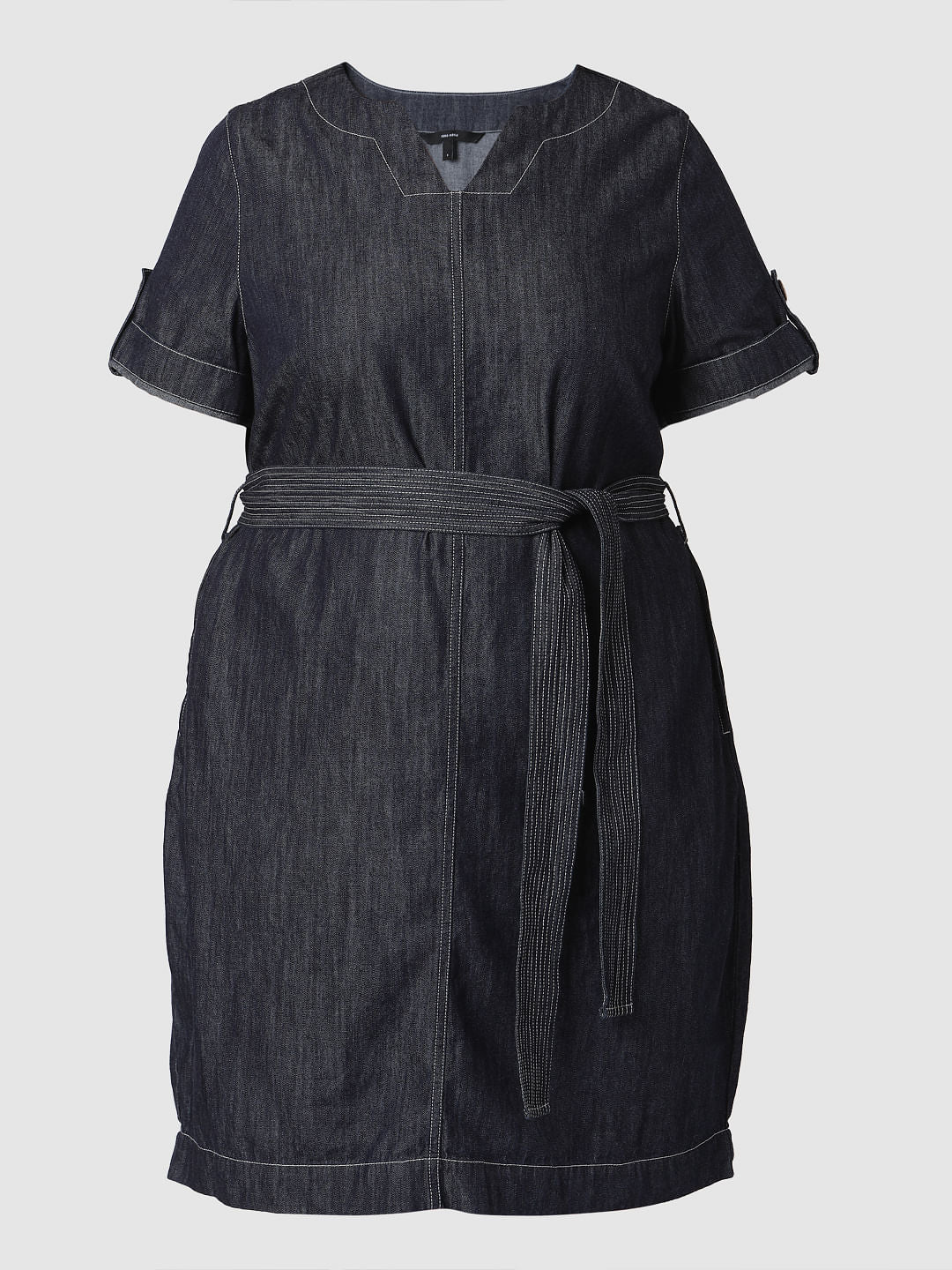 Curve Blue Denim Shift Dress