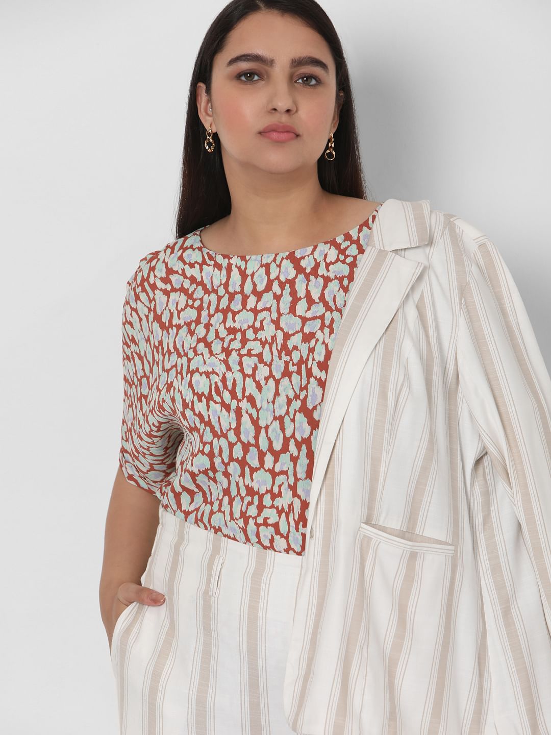 Curve Brown Animal Print Top