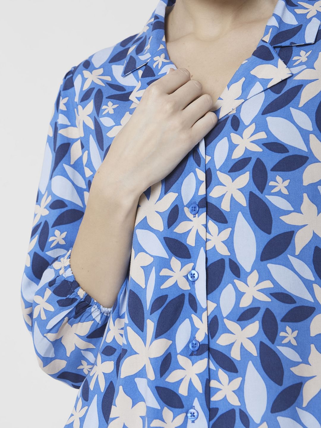 Blue All Over Floral Print Shirt