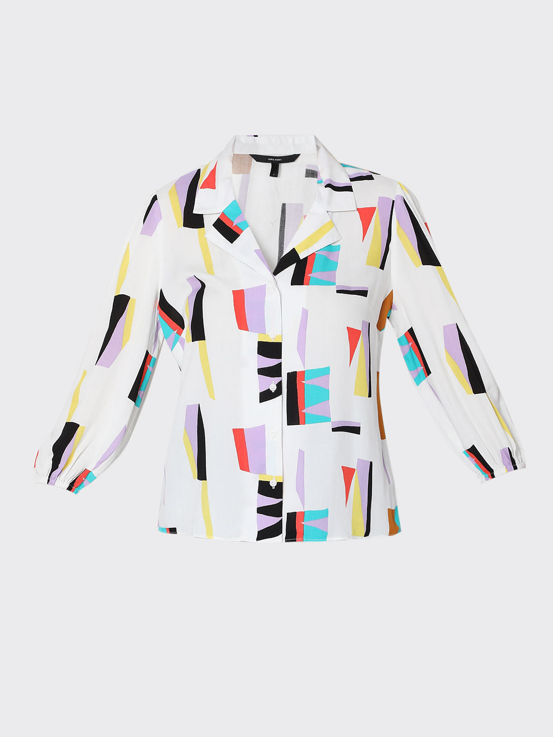 White Abstract Print Shirt