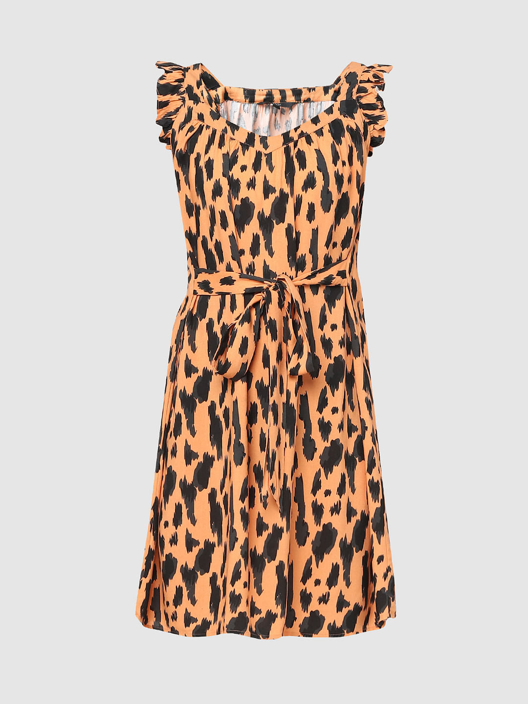 Orange Animal Print Shift Dress