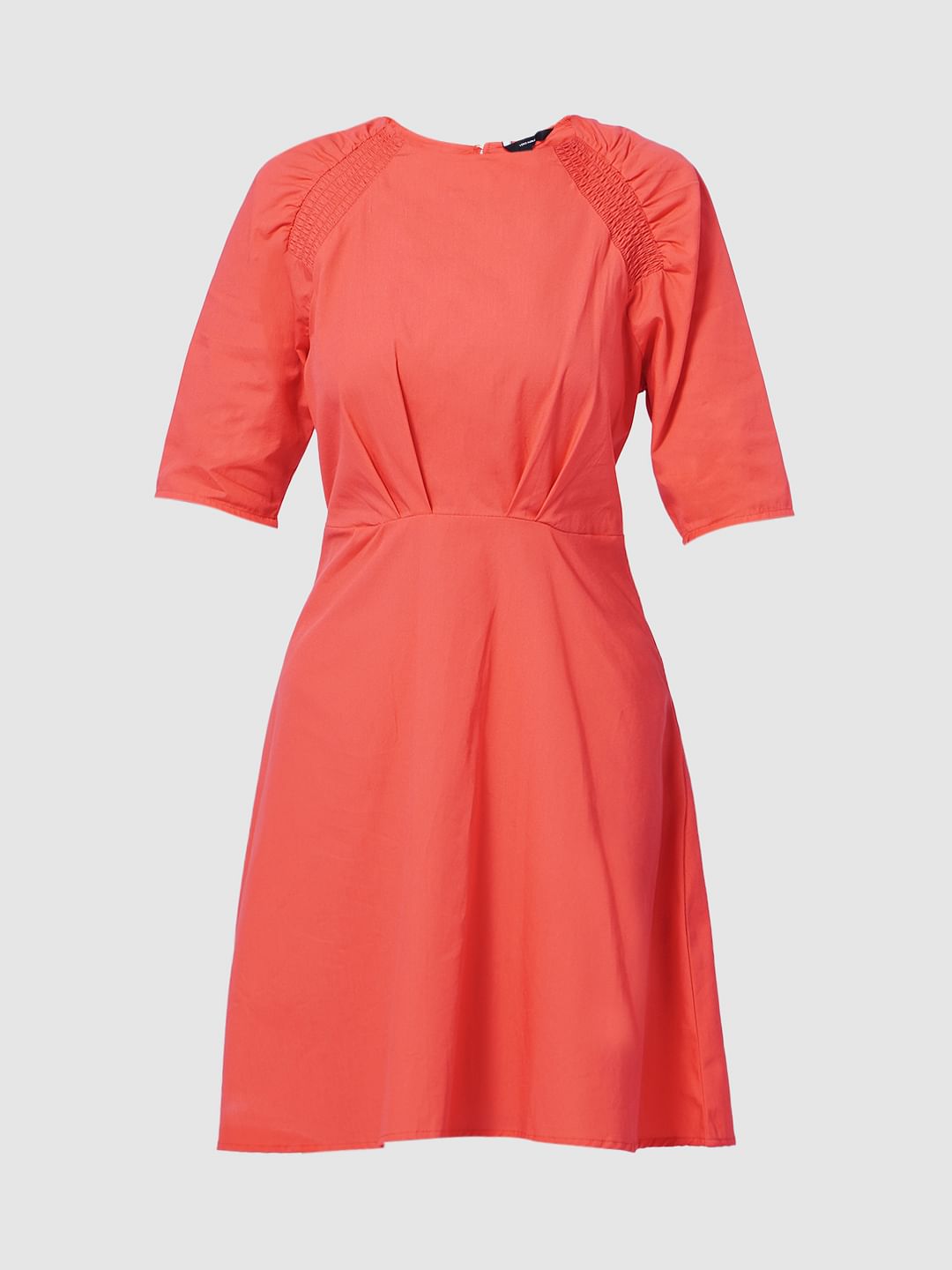 Coral Fit & Flare Dress