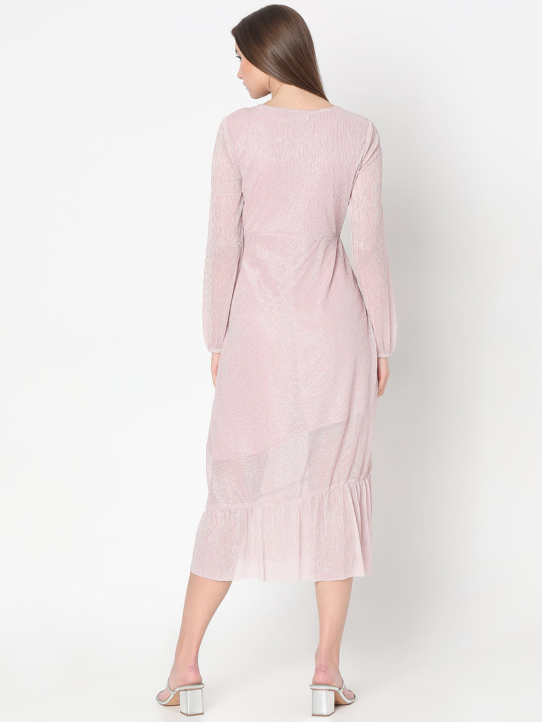 Light Pink Shimmer Midi Dress