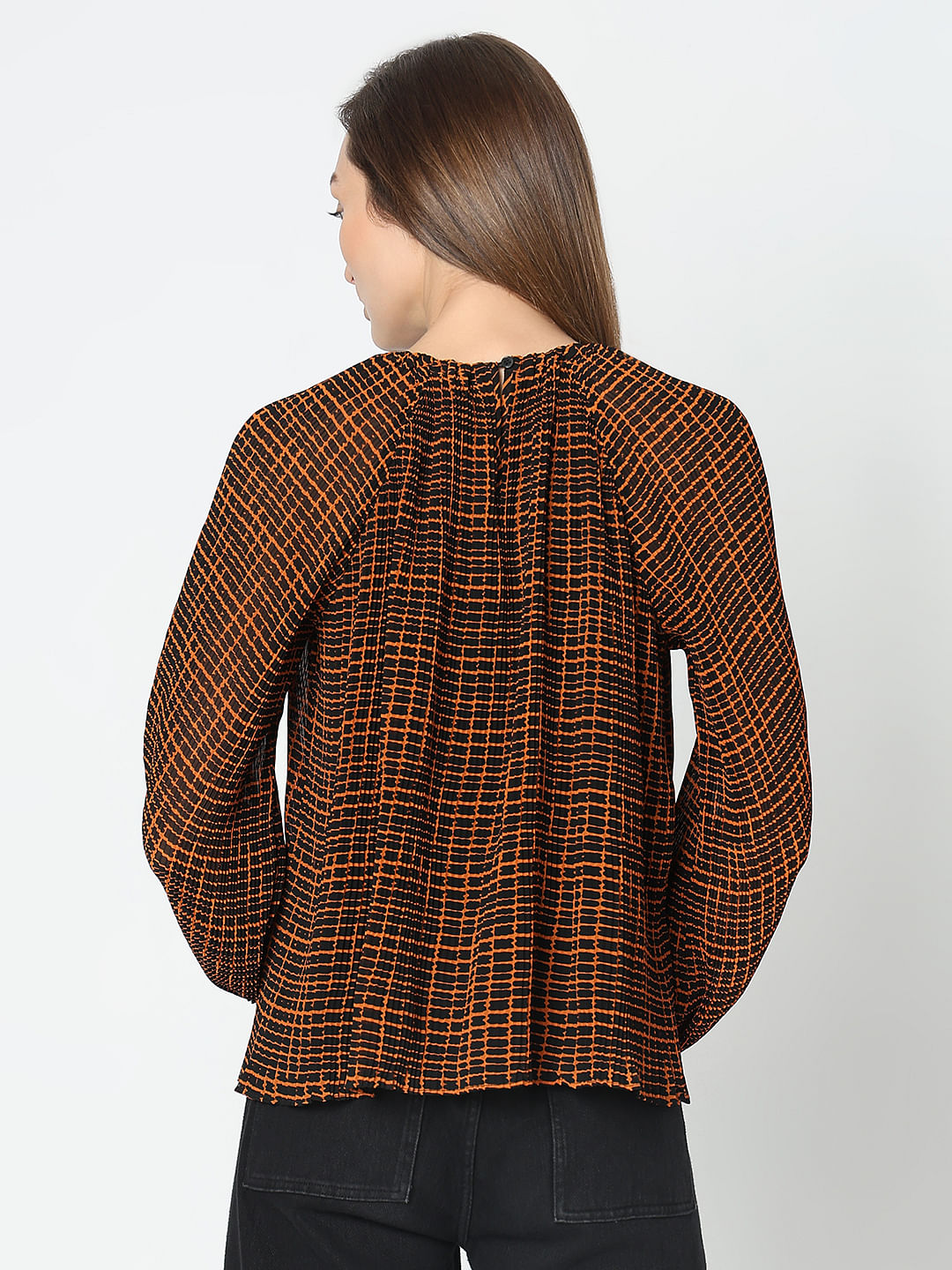 Rust Geometric Print Top