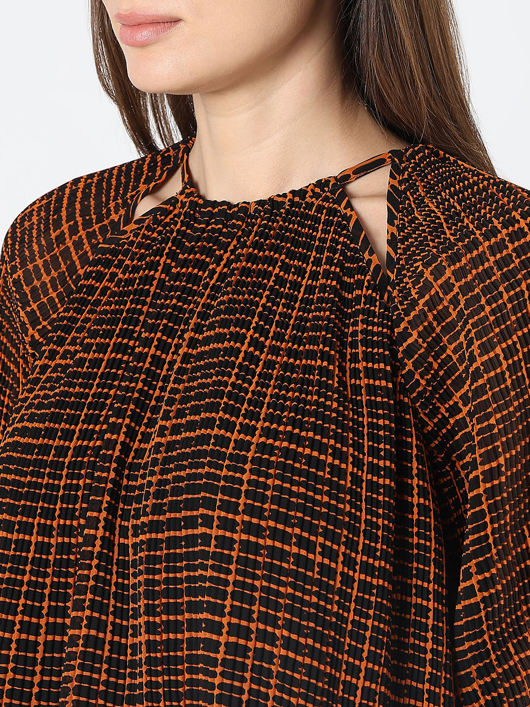 Rust Geometric Print Top
