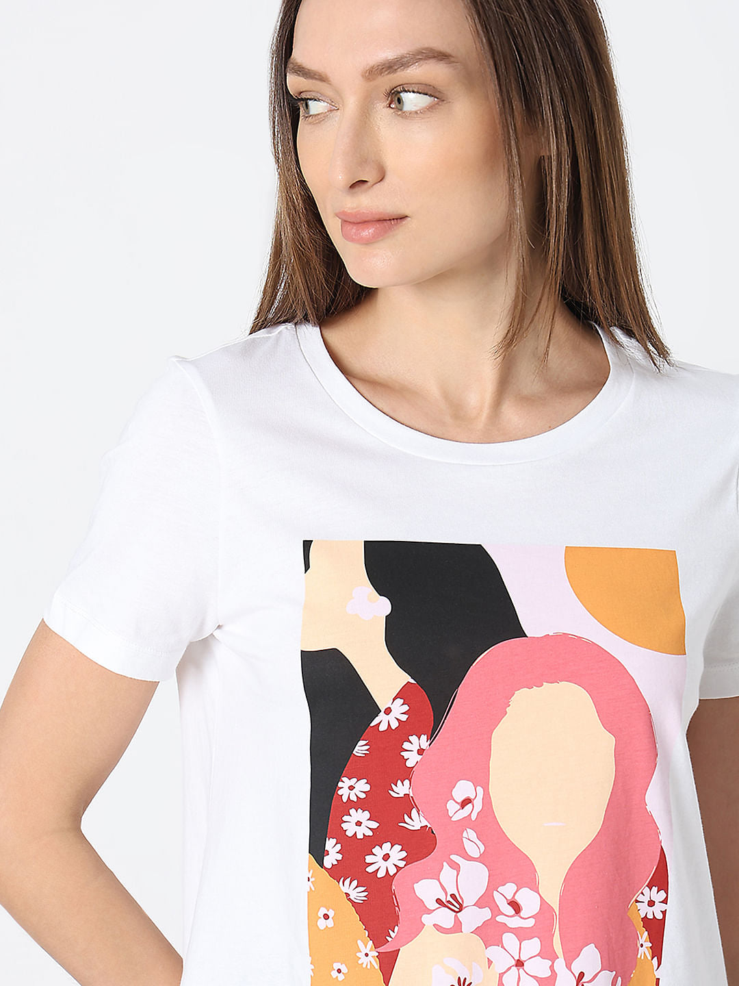 White Graphic Print T-Shirt
