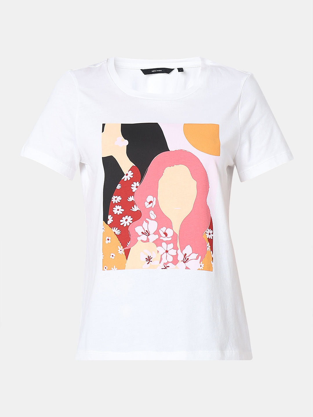 White Graphic Print T-Shirt