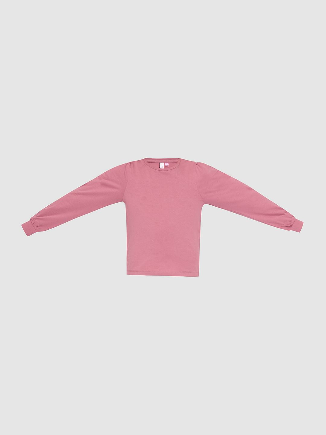 Girls Pink O-Neck Cotton Top