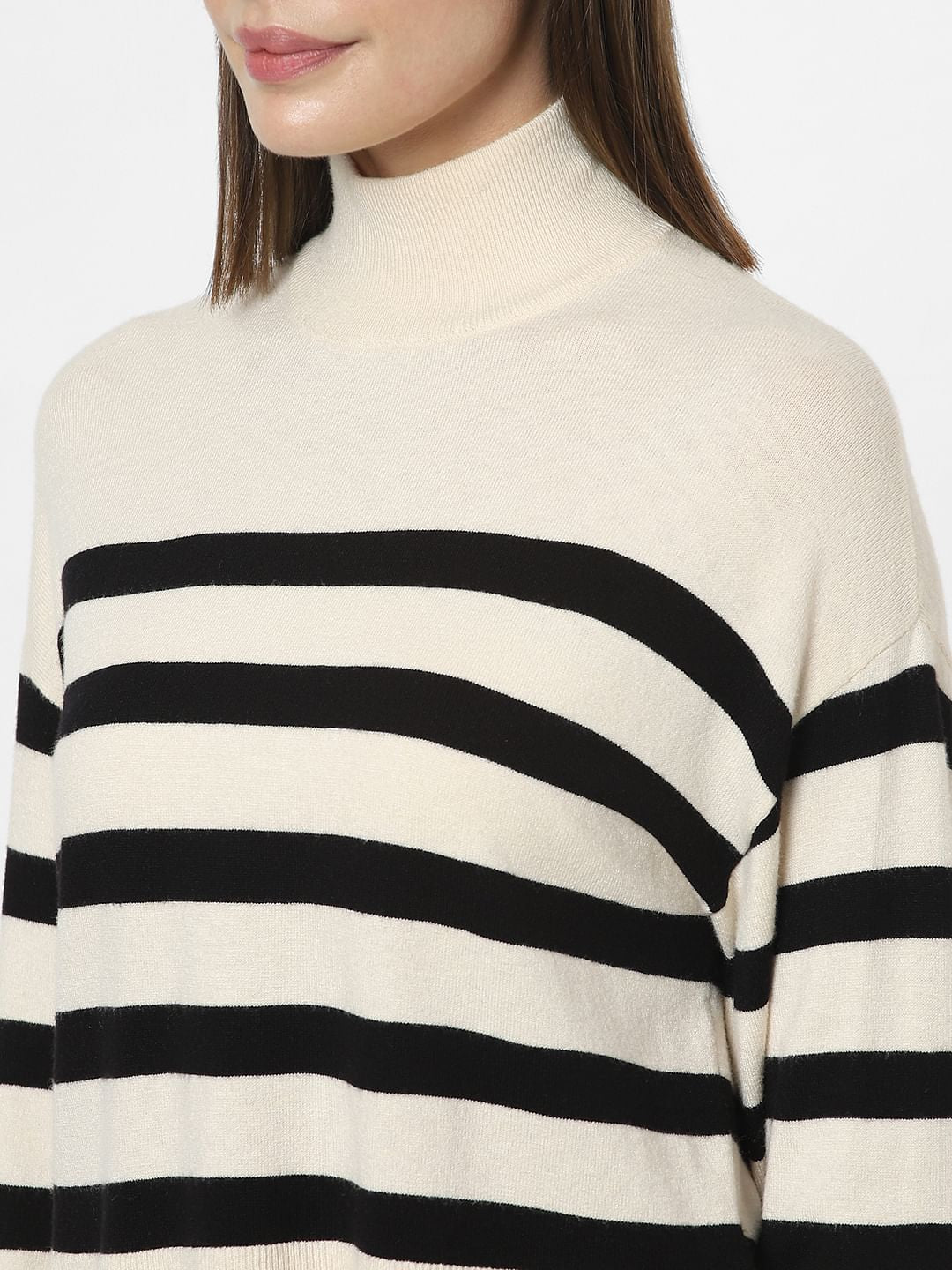Off-White High Neck Striped Pullover
